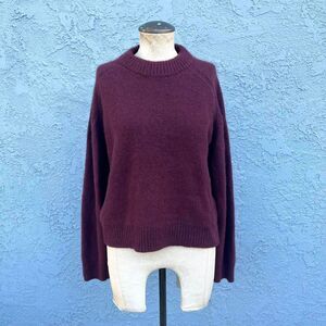 Cos Women's Cashmere Sweater Size Large Maroon Preppy Minimalist